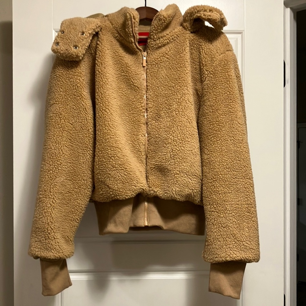 NWT Stitch and Feather Signature8 Fluffy Oversized Teddy Bear Hoodie Jacket